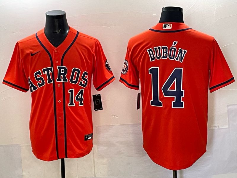 Men 2025 Houston Astros #14 Dubon Orange Nike MLB Jersey 04->houston astros->MLB Jersey